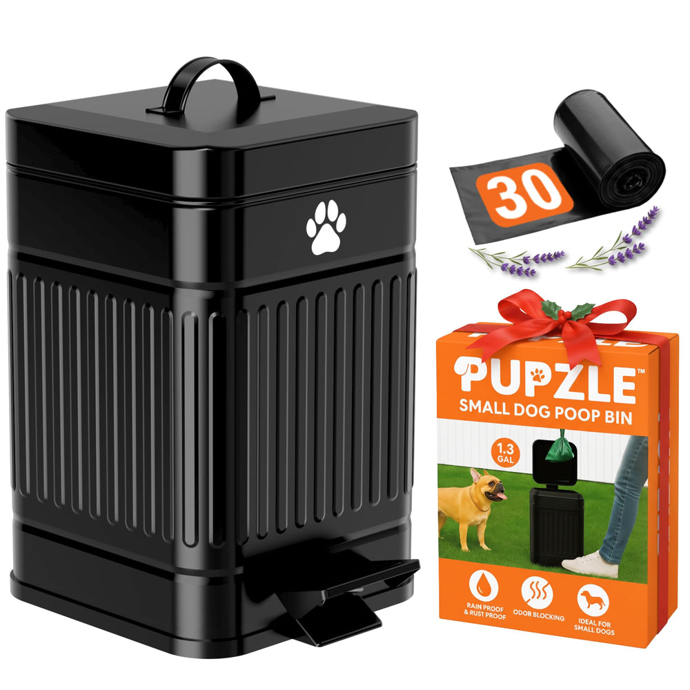Pupzle outdoor poop trash can with lid keeps yard smelling fresh.