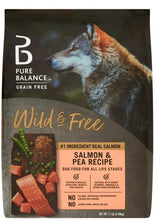 Pure Balance Wild & Free salmon-kibble close-up shows real salmon for muscle support.