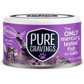 Pure Cravings sardines cutlets in gravy closeup showing high-quality fish for cats.