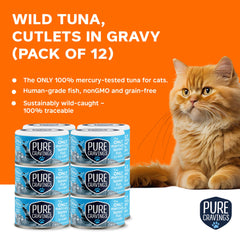 Pure Cravings tuna cutlets in gravy serving bowl for cats