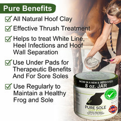 Pure Sole Hoof Clay textured mud closeup highlights natural formula for hoof protection.