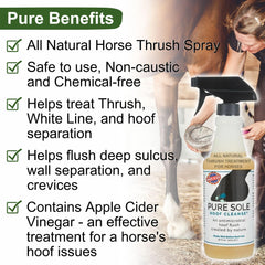 Pure Sole hoof cleaner applied to central sulcus area.