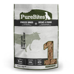 PureBites beef liver treat bag showing a protein-rich snack for dogs.