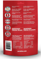 PureBites chicken breast pack of 3 shows USA-sourced, 100% pure protein for dogs.