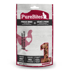 PureBites Chicken Heart bag front; high-protein single-ingredient cat treat.