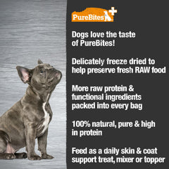 PureBites dog treats shown during feeding provide a protein-rich reward