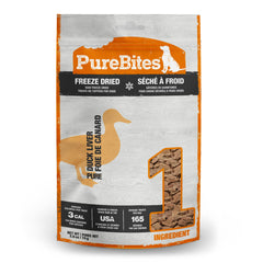 PureBites Duck freeze-dried treat bag—simple 1-ingredient protein for dogs.