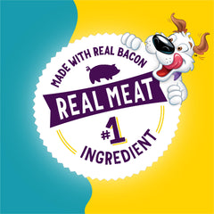 Purina Beggin’ dog treats bacon-peanut-butter texture—soft and chewy for easy munching.