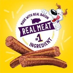 Purina Beggin’ Flavor Stix chewy-texture-closeup highlights soft, breakable chews for small or large dogs.