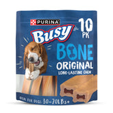 Purina Busy Bone Original 10ct pouch front view shows long-lasting chew for dogs