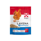 Purina Layena pellets pack shot for balanced layer feed for reliable laying hens.