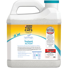 Purina Tidy Cats light weight litter demonstrates an easy pour for quick scooping.