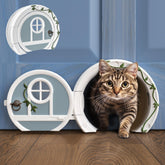 Purrfect Portal Gnome Door cat door front view showing whimsical design for private indoor access.