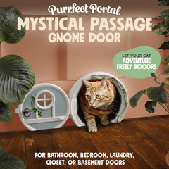 Purrfect Portal Gnome Door cat door lockable feature highlights controlled cat access.