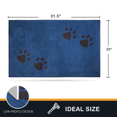 Purrrugs dirt trapping mat blue close-up fibers highlight absorbency and mud containment.