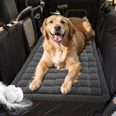 Puxinargo backseat pet bed mat plaid dark grey protects car seats from hair and stains.
