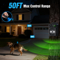 PUXUROX remote-control barking device allows on-the-spot correction from indoors or outdoors.