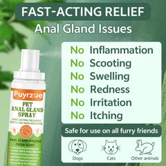 Puyrzoe anal gland spray odor-neutralization image highlights fresh pet feel after use.