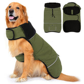 PUZAUKAL dog coat army green 2XL front view delivers windproof warmth for winter walks.