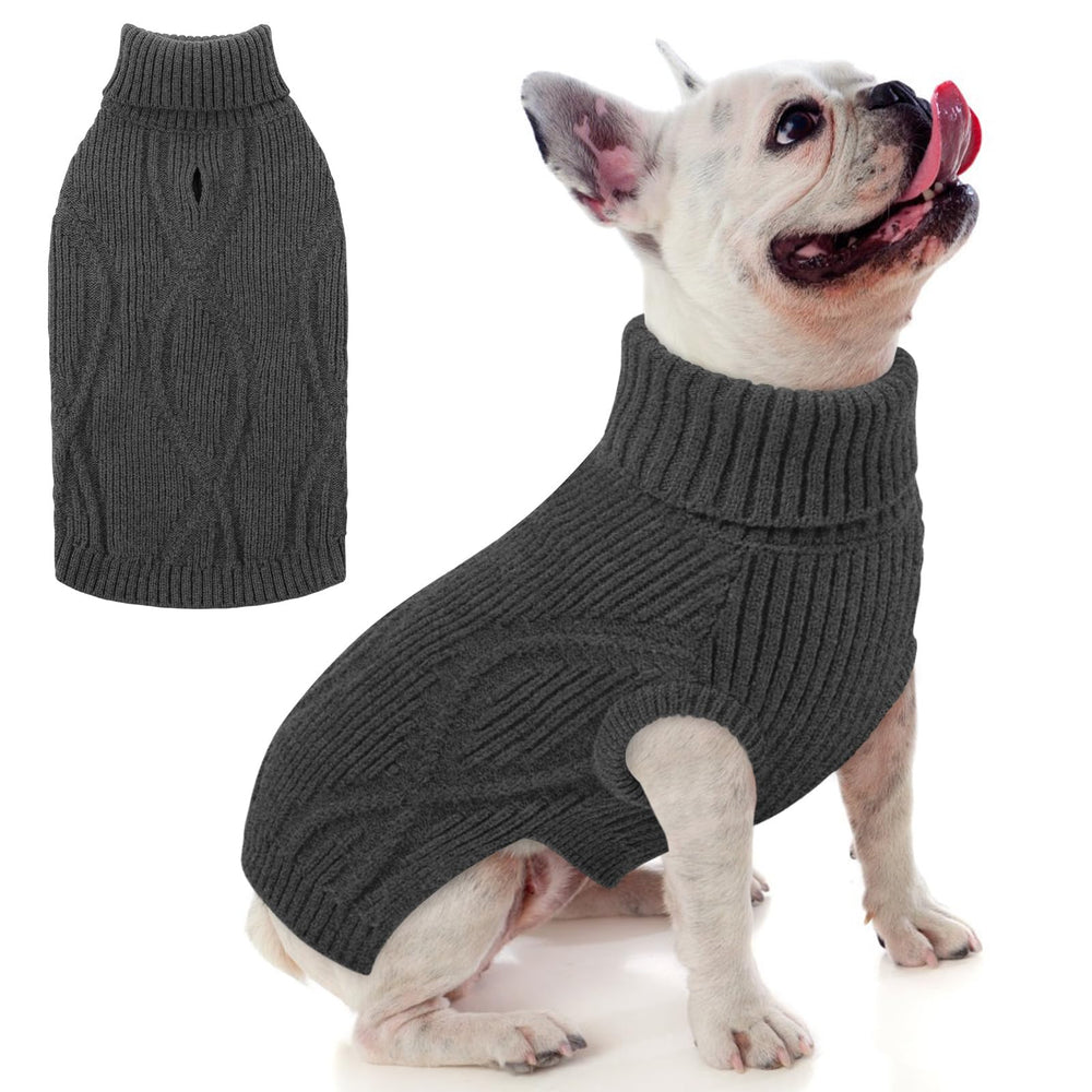 PUZAUKAL dog sweater cable-knit grey overview highlights cozy warmth for chilly walks