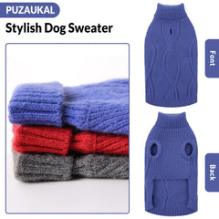 PUZAUKAL dog sweater with harness hole for easy leash attachment