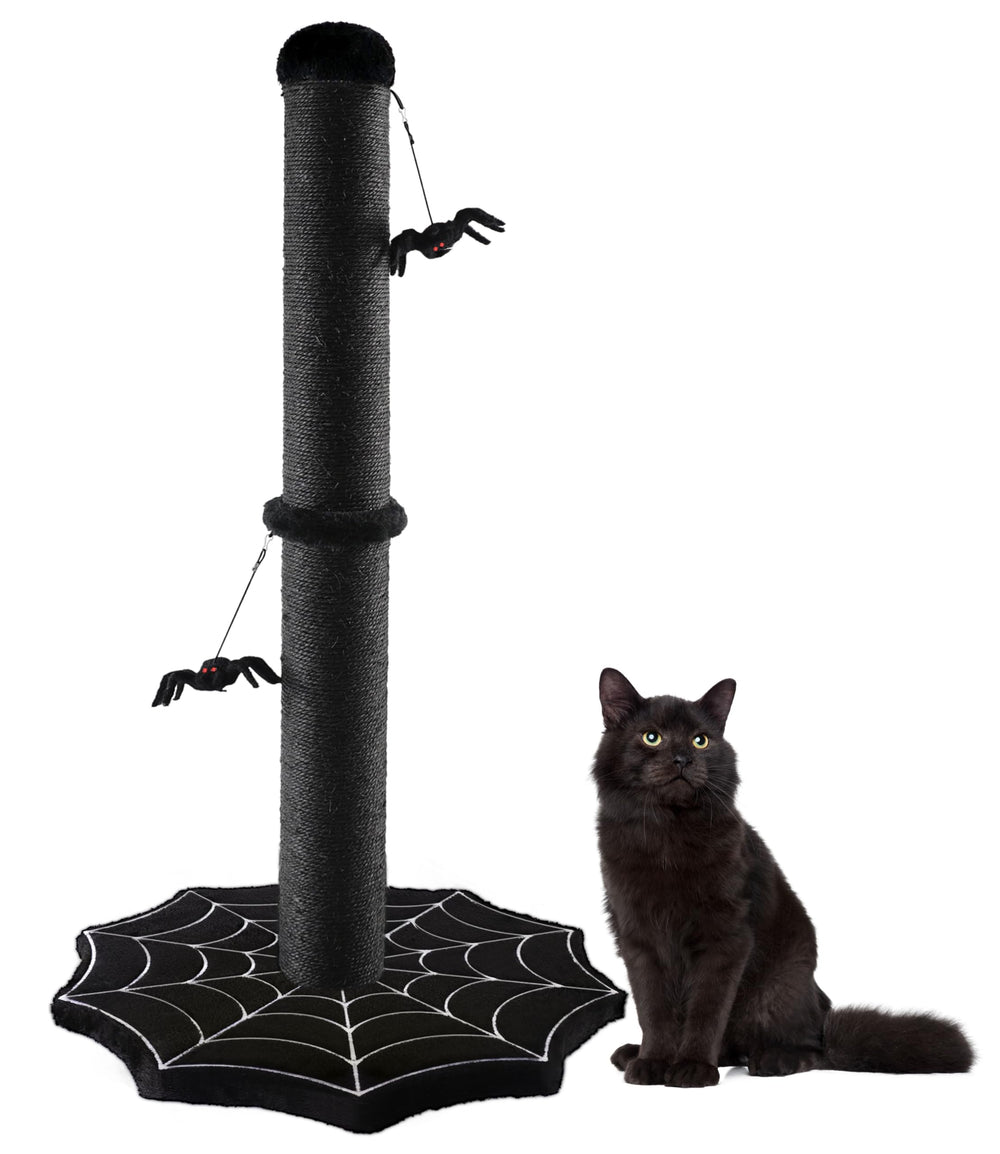 PuzzlePaw Gothic cat scratching post base provides stable footing for vigorous scratching sessions.