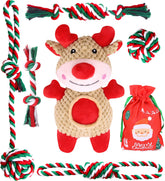 Pweituoet Christmas dog toys six-pack with plush and rope options for dogs.