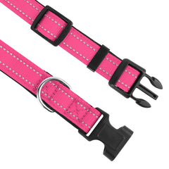 PWOD adjustable collar buckle detail for quick, secure on/off fitting.