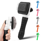 PWOD Dog and Cat Brush self-cleaning button enables quick grooming cleanup.