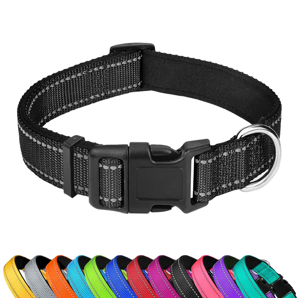 PWOD reflective dog collar buckle — quick on/off safety.