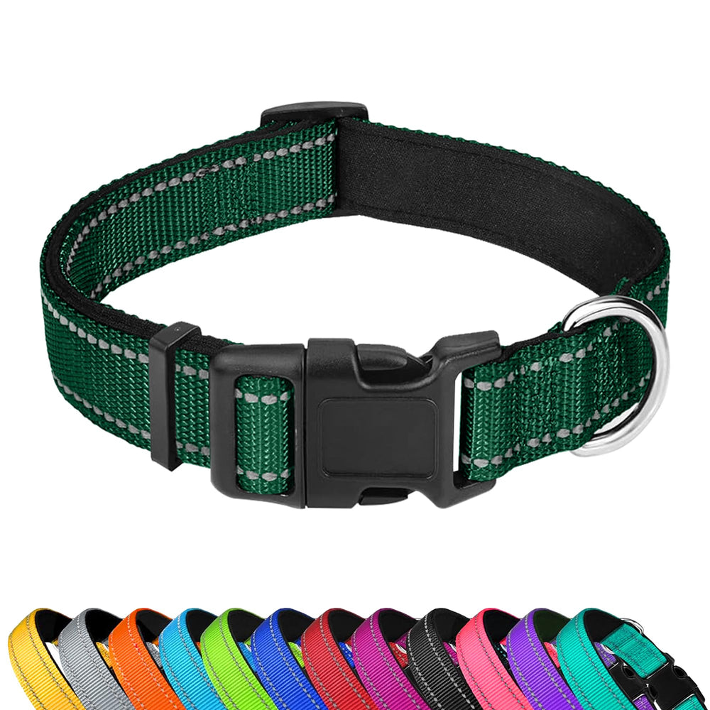PWOD reflective dog collar on dog shows nighttime visibility and safety