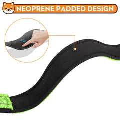 PWOD reflective dog collar green at night demonstrating 360-degree reflective straps for visibility