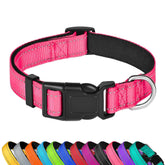 PWOD Reflective Dog Collar Hotpink XL front view with bright 360° safety straps