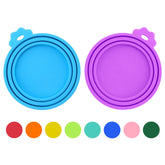 PWOD two-pack pet food can covers on a can demonstrate resealed freshness