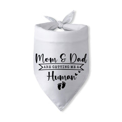 Pwrlveiut dog bandana closeup showing pregnancy announcement-ready design for adorable reveals