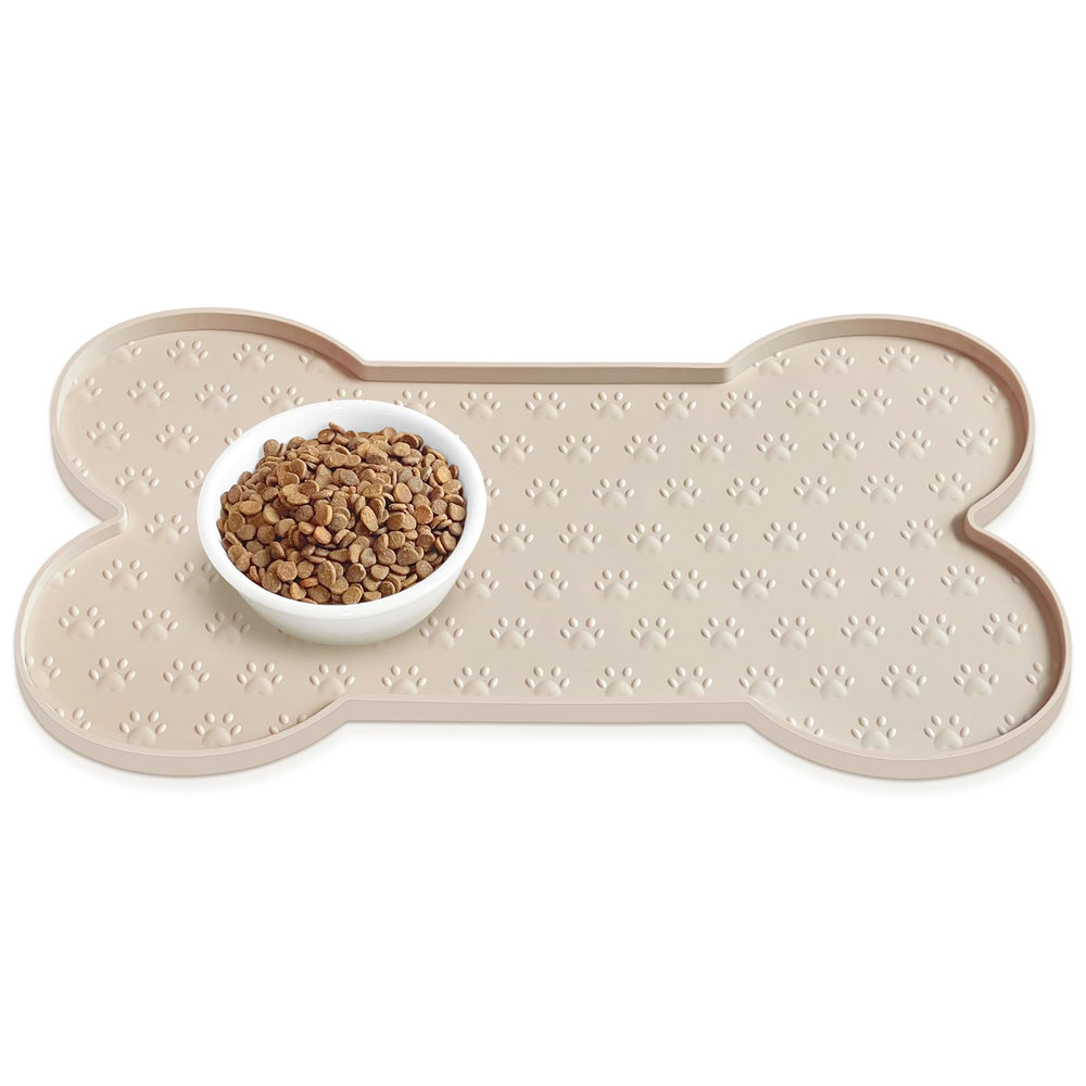 PWTAA dog food mat anti-slip keeps bowls in place during meals.