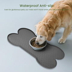 PWTAA dog food mat waterproof surface protects floors and furniture.