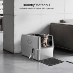 PWTAA XL metal litter box interior space supports large cats and multi-cat households