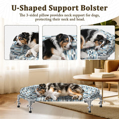 Pyowmgd orthopedic dog bed bolster closeup highlighting soft padding.