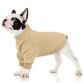 QBLEM dog hoodie front view highlights soft fleece warmth for cold walks.