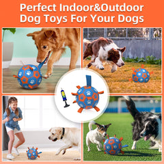 QDAN dog rope toy soccer ball blue orange 8in outdoor-use durable for rough play