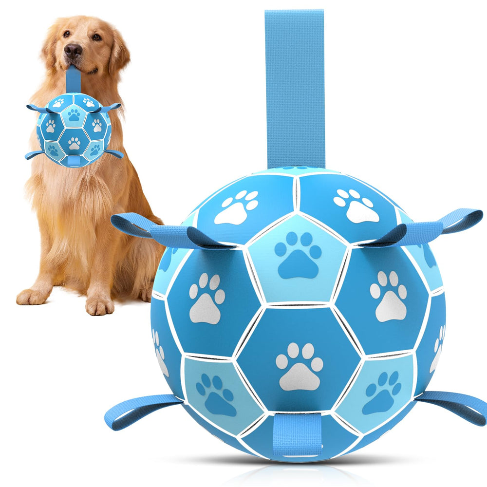 QDAN dog soccer ball with straps shows erratic bounce for lively fetch play