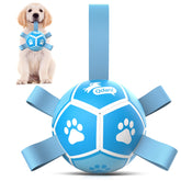 QDAN dog soccer ball with straps enables interactive play and erratic bounce.