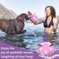 QDAN dog soccer ball with straps at beach play for water-friendly fetch