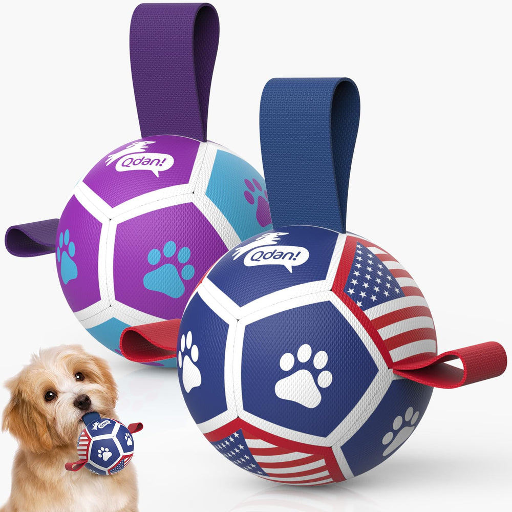 qdan puppy soccer ball close-up 3.5 inch size for small dogs promotes interactive play