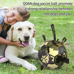 QDAN camouflage soccer ball nylon tabs detail enhances unpredictable bounce