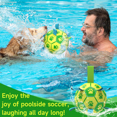 QDAN dog water toy soccer ball for pool play.