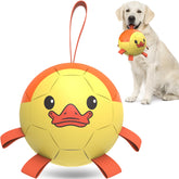 QDAN dog soccer ball with straps 8 inch for interactive tug-and-fetch play
