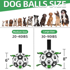 QDAN dog-ball straps grab in action shows tug-of-war friendly design.
