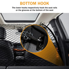 Q-DDOIT dog barrier front-seat safety shows pet confinement during drives.